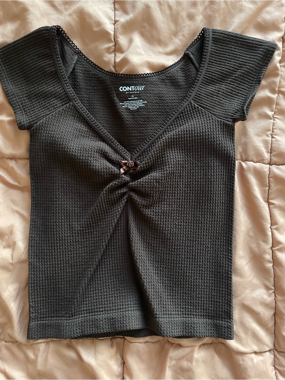 PacSun Dark Brown Short-Sleeve Twist-Front Tee